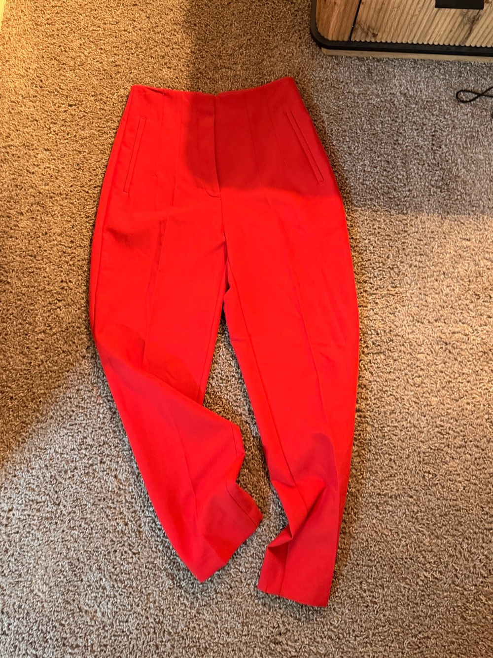 Zara High-Waist Bright Red Tailored Trousers